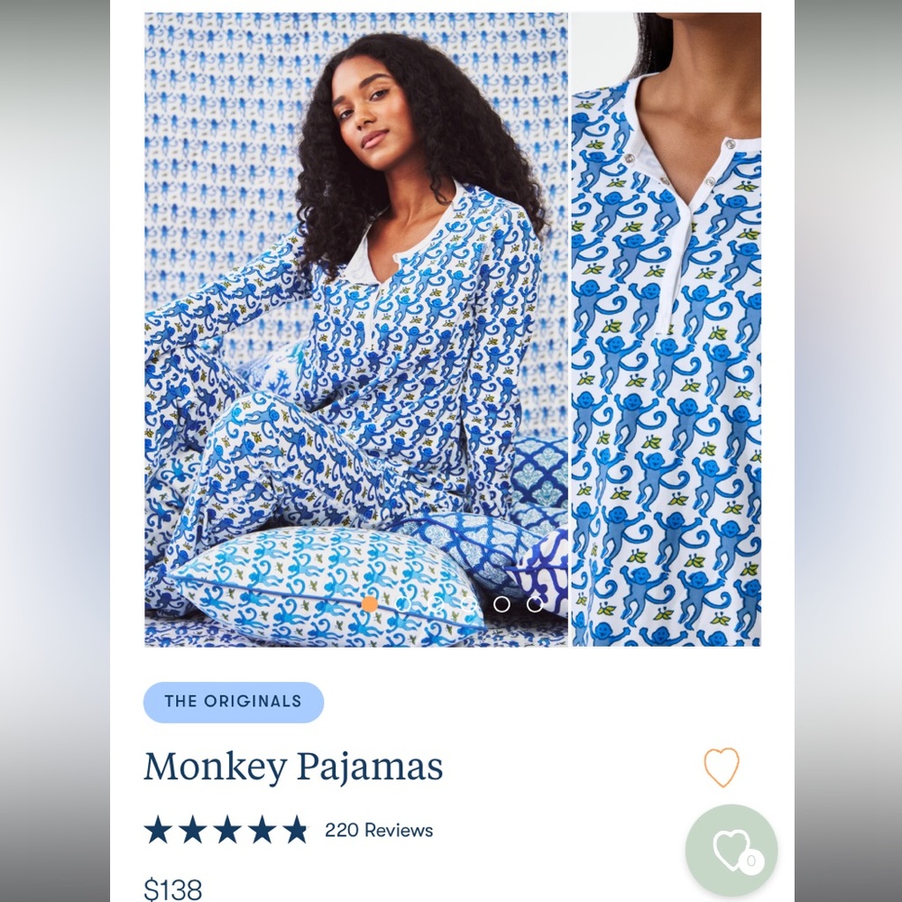Roller Rabbit Monkey Pajamas M
